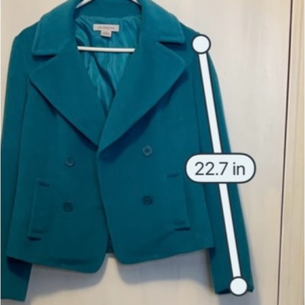 Sz Sm Liz Claiborne Teal Blue short double breasted jacket - Picture 7 of 12